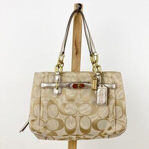 Coach Beige and Gold Shoulder Bag